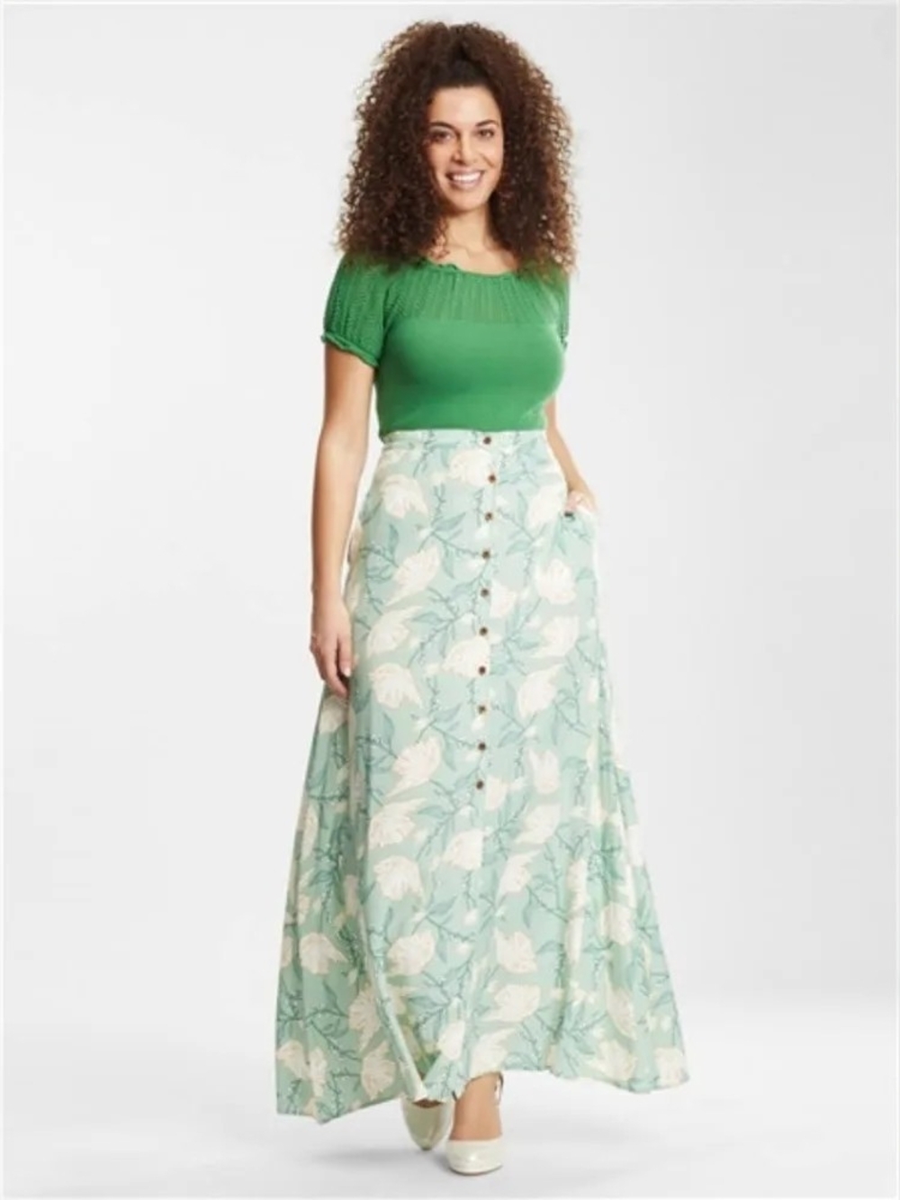 Collectif X Modcloth Thelma Sea Lily Maxi Skirt - Uk 4/Us 0 NWT